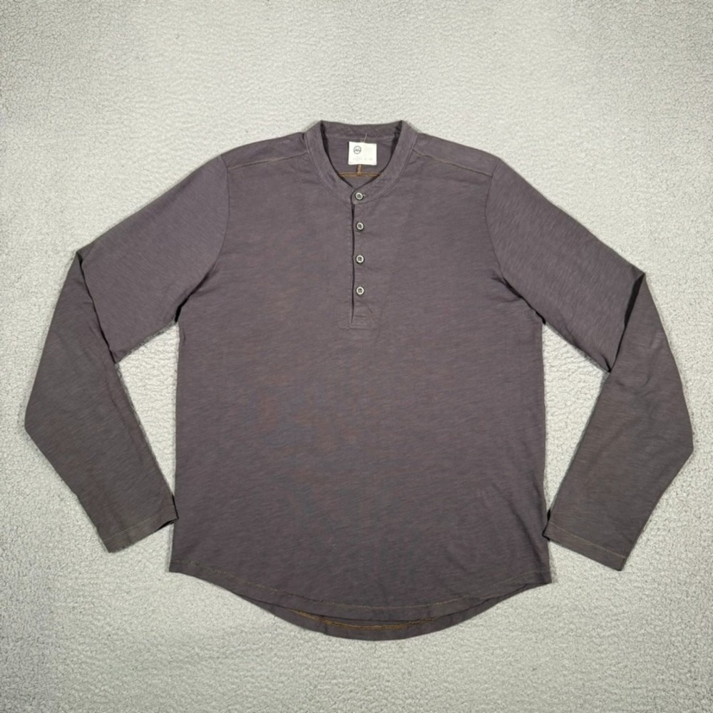 AG Adriano Goldschmied Shirt Mens Medium Gray Henley Casual‎ Preppy Cotton USA